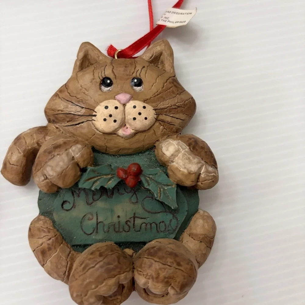Vintage 1995 Kurt Adler Cat Christmas Tree Ornament Holiday Decoration Cat Lady